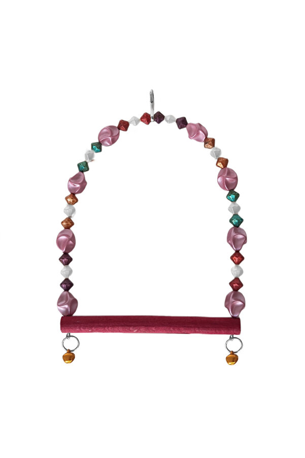 Bi̇lfold Boncuklu Ve Tünekli̇ Kuş Salıncağı 10 Cm-14 Cm Bordo