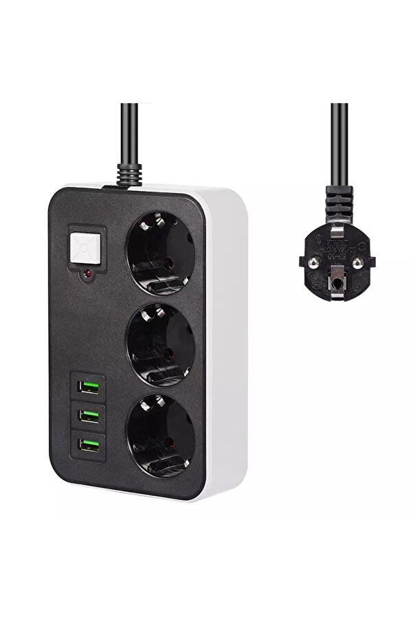 Go İthalat 3 Usb Li̇ 3 Lü 1.8 M Akım Korumalı Pri̇z (4744)
