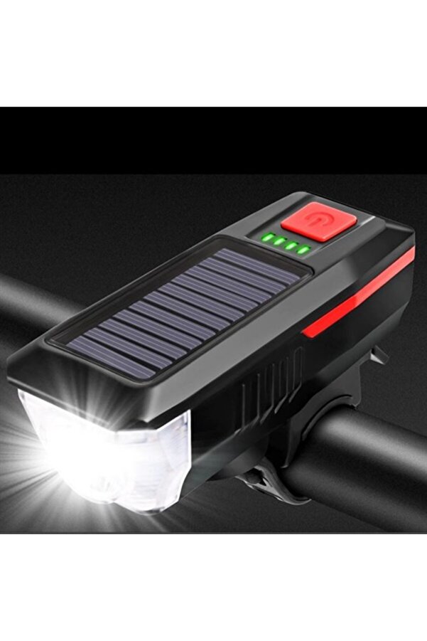 Go İthalat Solar Enerji̇li̇ Usb İle Şarj Edi̇lebi̇li̇r Ledli̇ Bi̇si̇klet Feneri̇ Kornalı Ve Su Geçi̇rmez Far () Glbl-Stl5