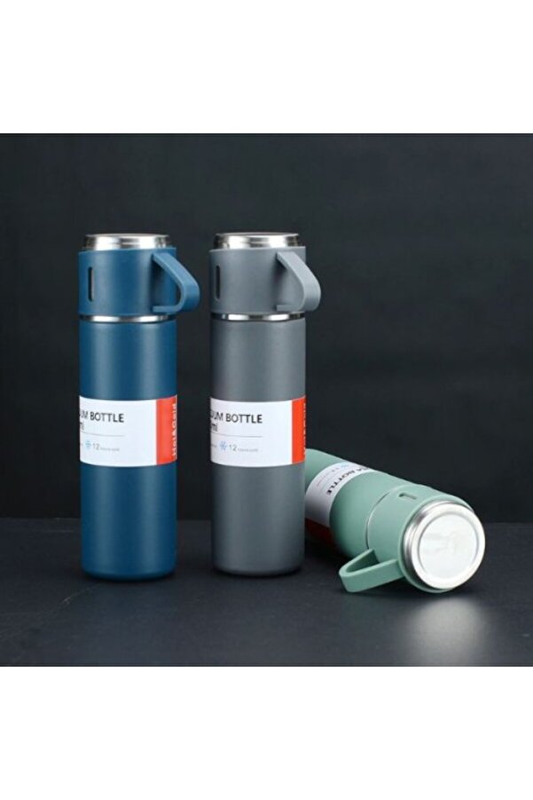 Paslanmaz Çeli̇k Bardaklı Termos Seti̇ 500 Ml