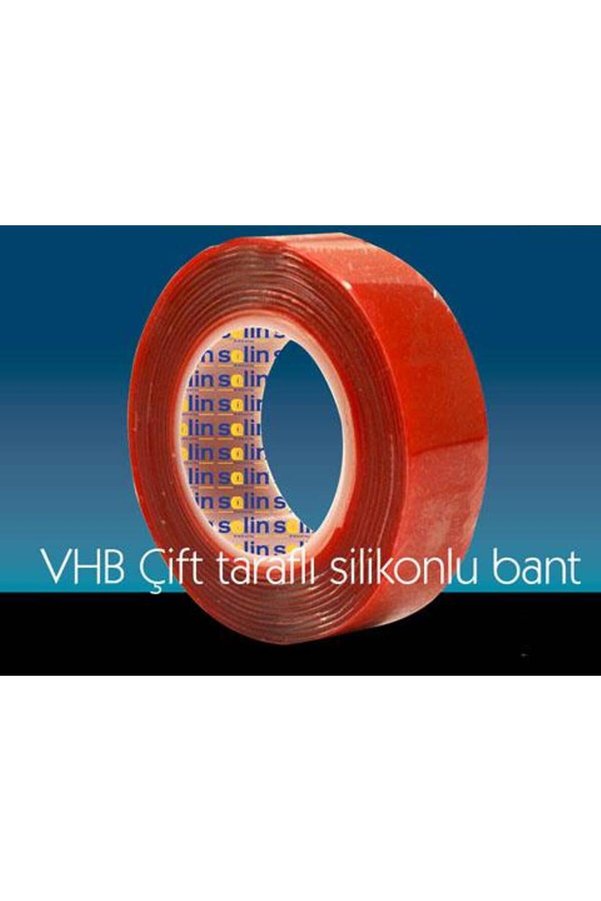 Ethab Ticaret Çift Taraflı Akrilik Silikonize Bant 18 Mm X 2 Metre Kırmızı Vhb