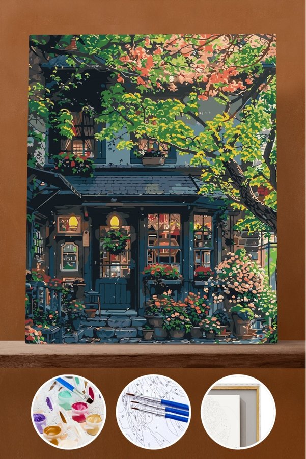 Pastelya Sayılarla Boyama Seti Çerçeveli Kasnaklı Baharın Gelişi 40 x 50 cm