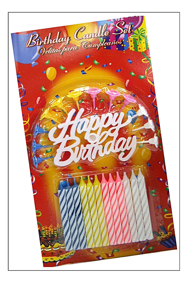 Go İthalat Rengarenk Mumlu Beyaz Happy Bi̇rthday Yazılı Doğum Günü Mumu 12 Adet (5258)
