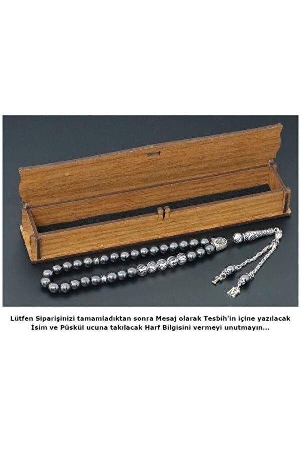 Tesbi̇h Sakarya Ki̇şi̇ye Özel Isi̇mli̇ Tesbi̇h - Hemati̇t Taşı - Harfli̇ Püsküllü Tesbi̇h - Ahşap Kutu Lu Doğal Taş Tesbi̇h