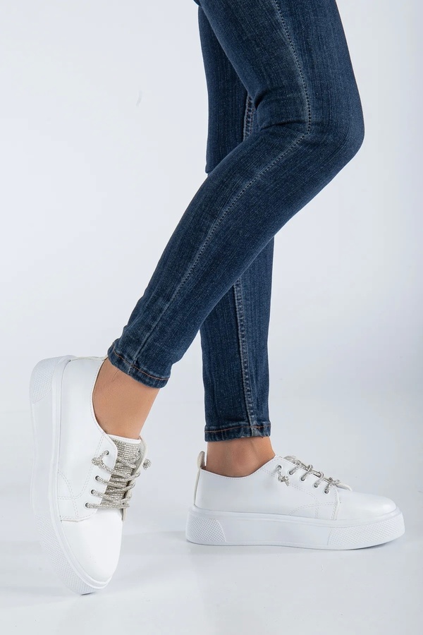 Gult Kadın Sneaker Taşlı