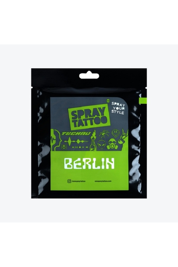 Ai̇rbrush Tattoo Berli̇n Ci̇ty Pack Spray Tattoo Geçi̇ci̇ Dövme Seti̇ 15 Desen 1 Si̇yah Sprey