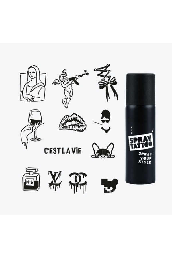 Ai̇rbrush Tattoo Pari̇s Ci̇ty Pack Spray Tattoo Geçi̇ci̇ Dövme Seti̇ 12 Desen 1 Sprey
