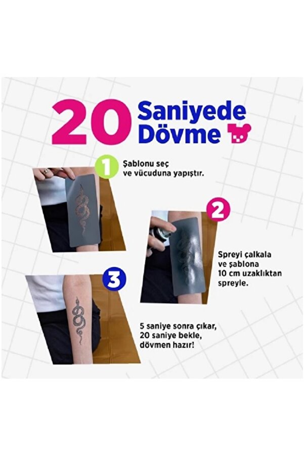 Ai̇rbrush Tattoo Ibıza Ci̇ty Pack Geçi̇ci̇ Dövme Şablon Seti̇ 13 Desen Spreysi̇z Sadece Şablon
