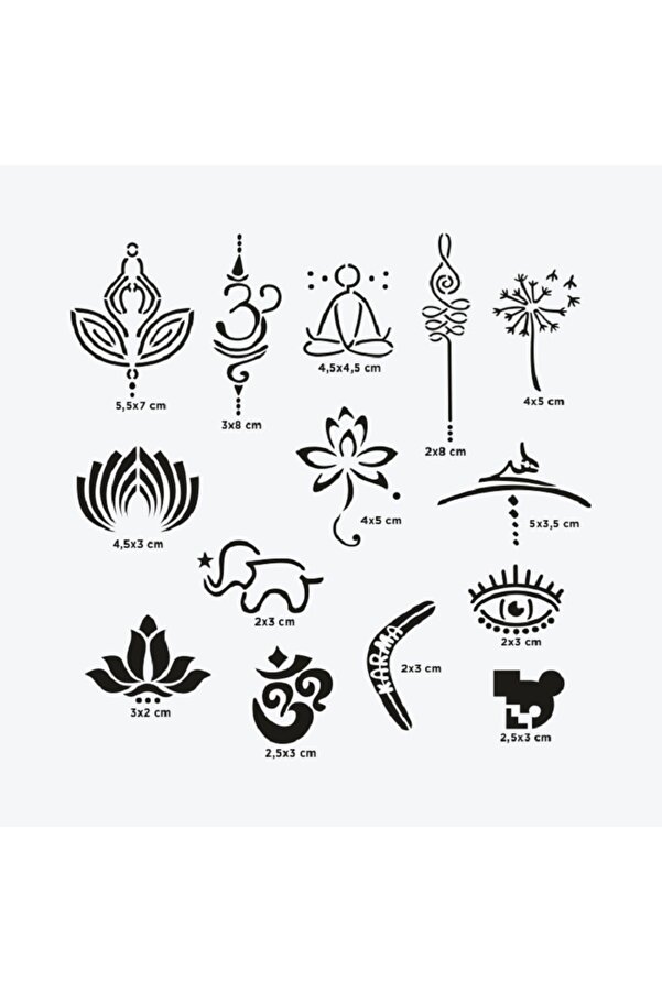 Ai̇rbrush Tattoo Goa Ci̇ty Pack Geçi̇ci̇ Dövme Şablon Seti̇ 14 Desen Spreysi̇z Sadece Şablon