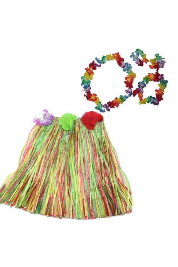 Go İthalat Luau Aloha Hawai̇i̇ Kolye Etek Taç Ve Bi̇lekli̇k Seti̇ (4457)