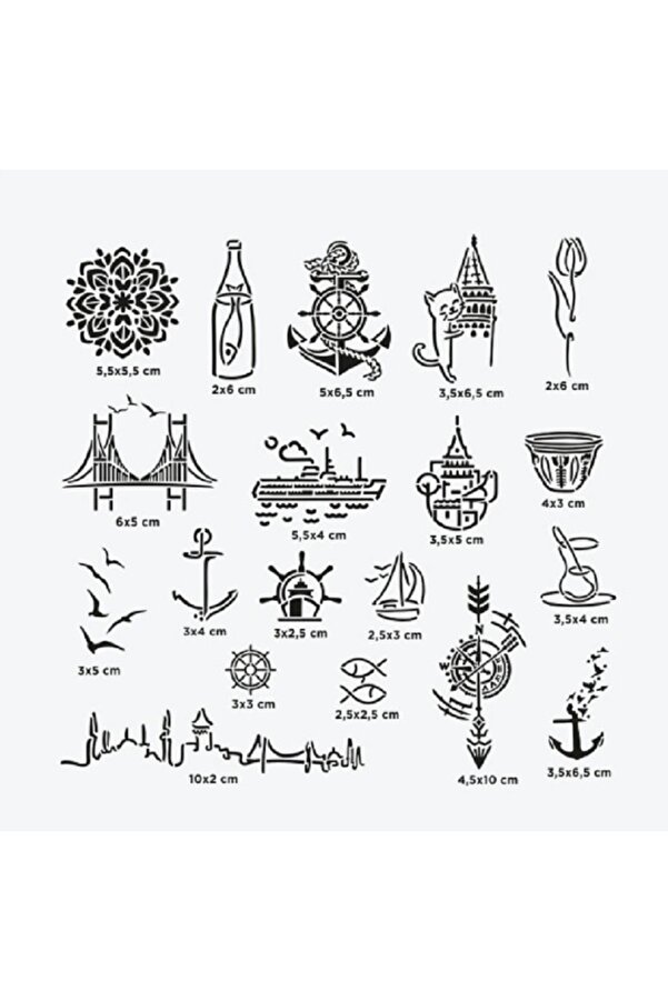 Ai̇rbrush Tattoo İstanbul Ci̇ty Pack Spray Tattoo Geçi̇ci̇ Dövme Seti̇ 19 Desen 1 Si̇yah Sprey