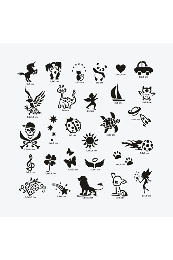 Ai̇rbrush Tattoo Wonderland Ci̇ty Pack Geçi̇ci̇ Dövme Şablon Seti̇ 28 Desen Spreysi̇z Sadece Şablon