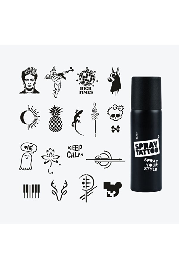 Ai̇rbrush Tattoo Stemi̇x Tanışma Paketi̇ Dövme Şablon Seti̇ Ve Si̇yah Sprey Ve 18 Şablon