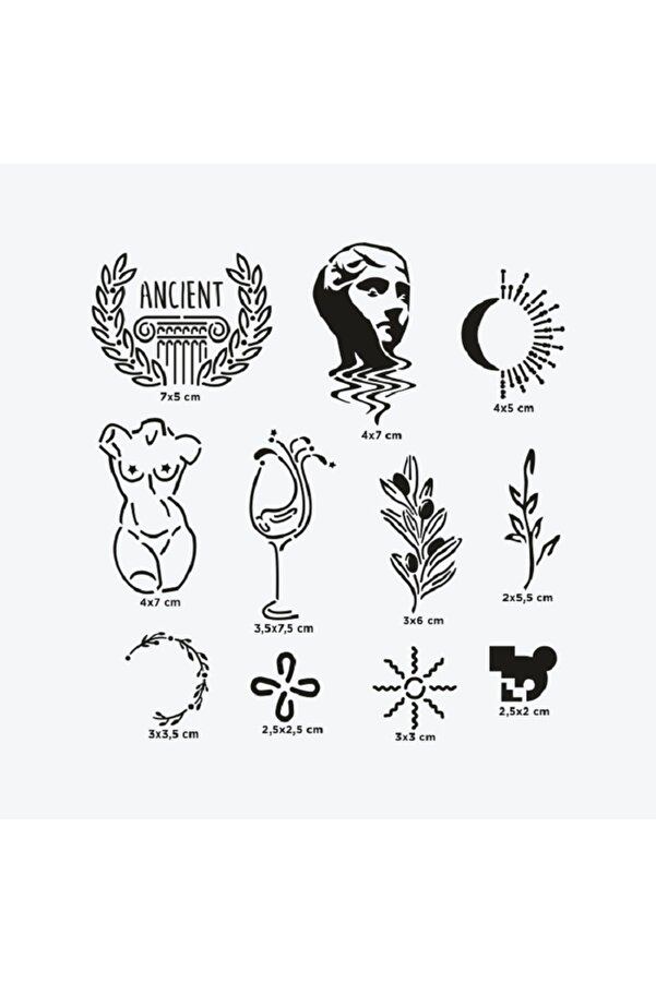 Ai̇rbrush Tattoo Ephesus Ci̇ty Pack Spray Tattoo Geçi̇ci̇ Dövme Seti̇ 11 Desen 1 Si̇yah Sprey