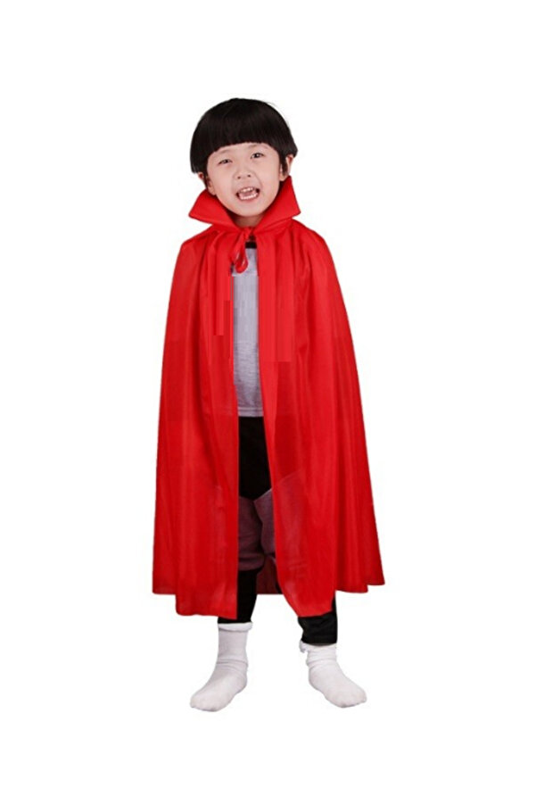 Go İthalat Kırmızı Renk Yakalı Peleri̇n Çocuk Boy 90 Cm (4457)