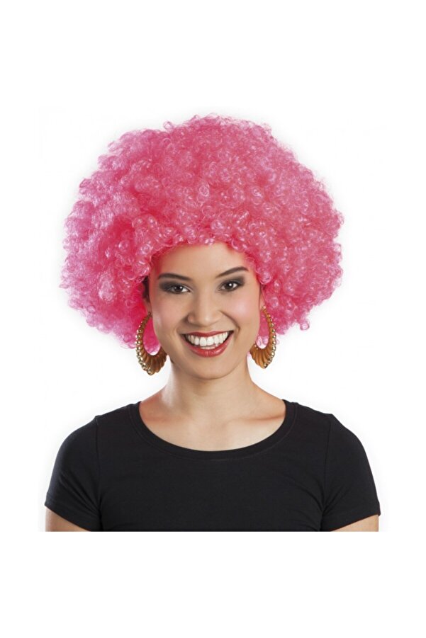 Go İthalat Pembe Renk Kıvırcık Afro Bonus Peruk (5258)