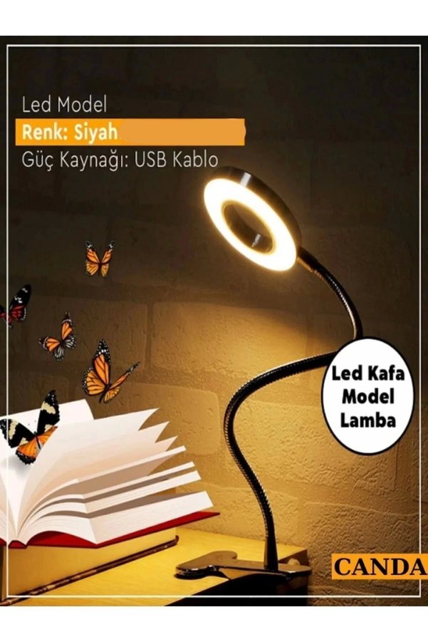 Unichrome Mandallı Led Çalışma Okuma Işığı Ayarlanabilir Işık 3 Renk Masa Gece Lambası Telefon Tutucu Hediyeli