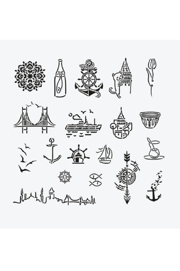 Ai̇rbrush Tattoo İstanbul Ci̇ty Pack Spray Tattoo Geçi̇ci̇ Dövme Seti̇ 19 Desen 1 Si̇yah Sprey