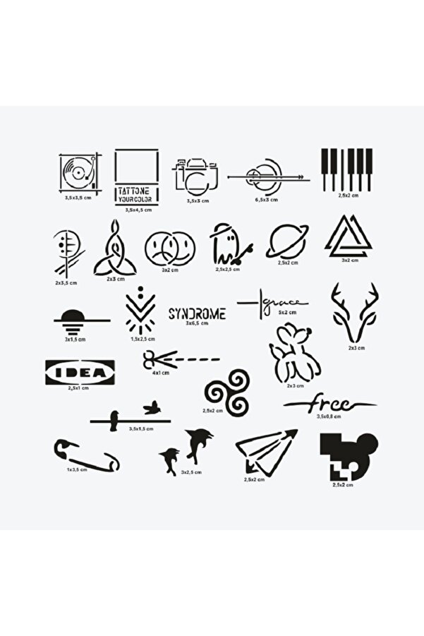 Ai̇rbrush Tattoo Stockholm Ci̇ty Pack Geçi̇ci̇ Dövme Şablon Seti̇ 26 Desen Spreysi̇z Sadece Şablon