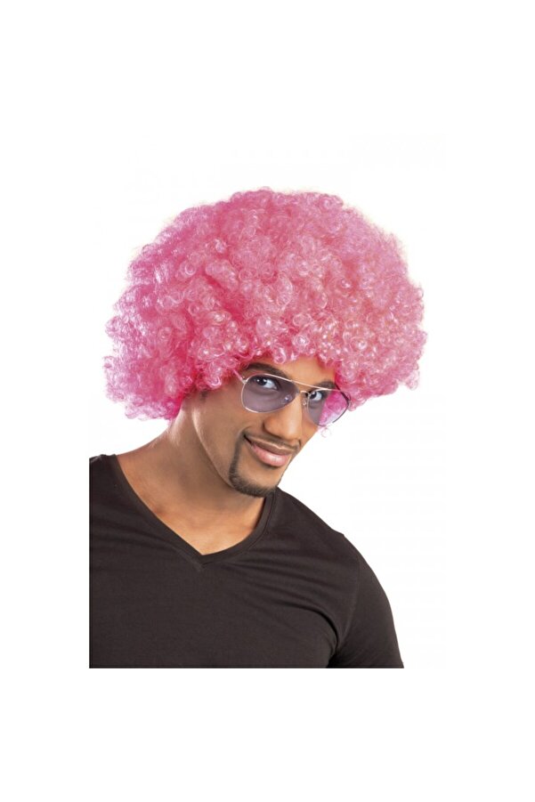 Go İthalat Pembe Renk Kıvırcık Afro Bonus Peruk (5258)