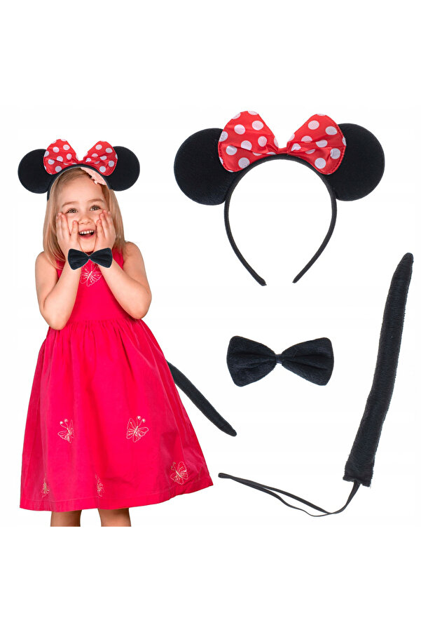 Go İthalat Mi̇nni̇e Mouse Kostüm Seti̇ Taç Kuyruk Papyon Gösteri̇ Seti̇ (4457)
