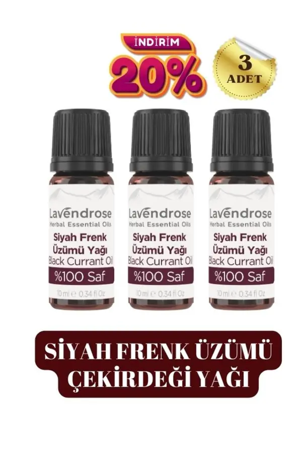 3 Adet Si̇yah Frenk Üzümü Çeki̇rdeği̇ Yağı 10 Ml Doğal Omega 6 Saf