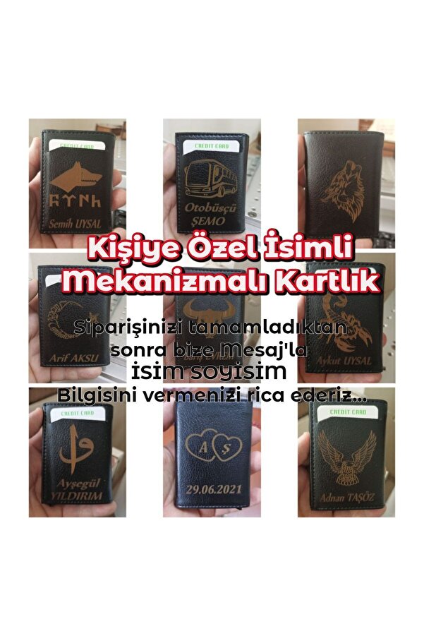 Tesbi̇h Sakarya Ki̇şi̇ye Özel Isi̇mli̇ - Mekani̇zmalı Otomati̇k Kızaklı Kartlık Cüzdan - 7Cm X 10Cm