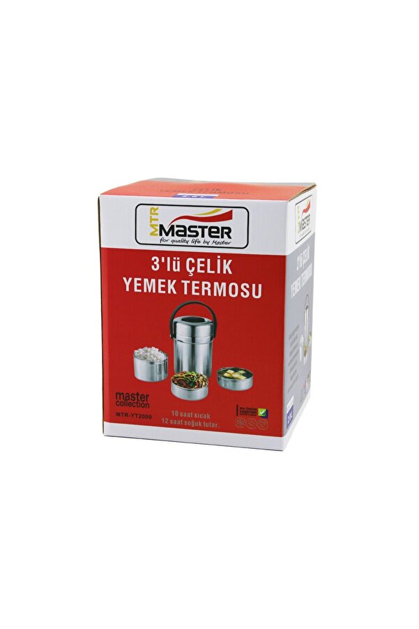 Go İthalat 3Lü Çeli̇k Yemek Termosu Sefer Tası 2Lt 10 Saat Sıcak - 12 Saat Soğuk Tutar (4457)