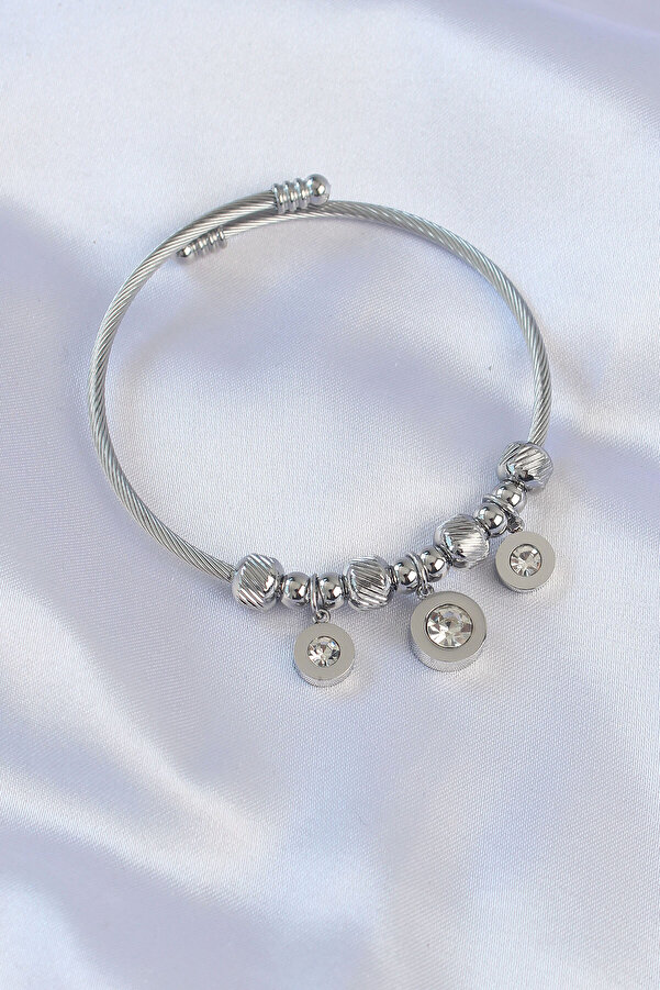 Tj 316L Çeli̇k Gümüş Renk Zi̇rkon Taşlı Model Charm Bi̇lekli̇k Tj-Bb6090