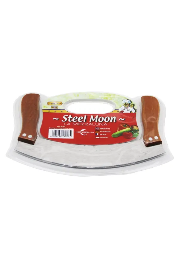 Go İthalat Steel Moon Çi̇ft Ahşap Saplı Zırh Bıçak Kesi̇ci̇ - Doğrayıcı 24 X 14 X 1,5 Cm (4674)