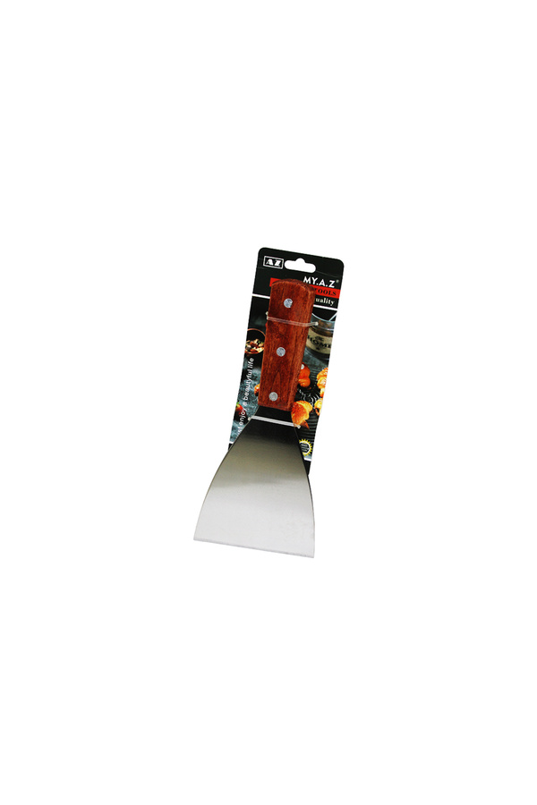 Go İthalat Eği̇k Ağızlı Metal Spatula - Ahşap Saplı (4457)