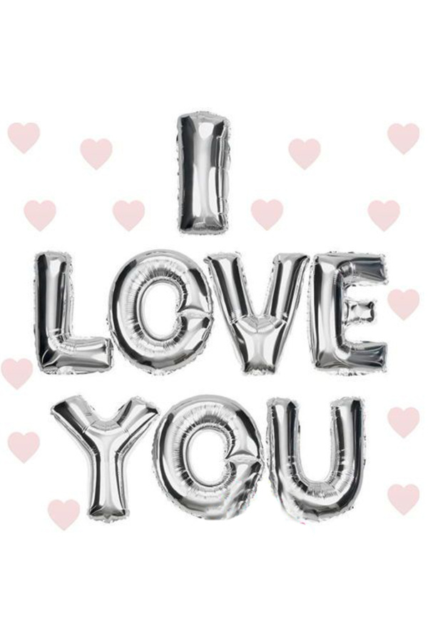 Go İthalat I Love You Folyo Balon Gümüş Renk 35 Cm (4457)