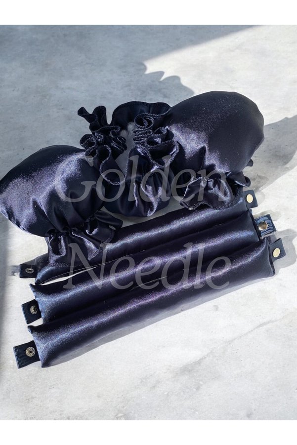 Golden Needle 3'lü Boneli Çıtçıtlı Bigudi Sosisi Isısız Saç Şekillendirici Lacivert Bigudi Bone Şeffaf Çantası