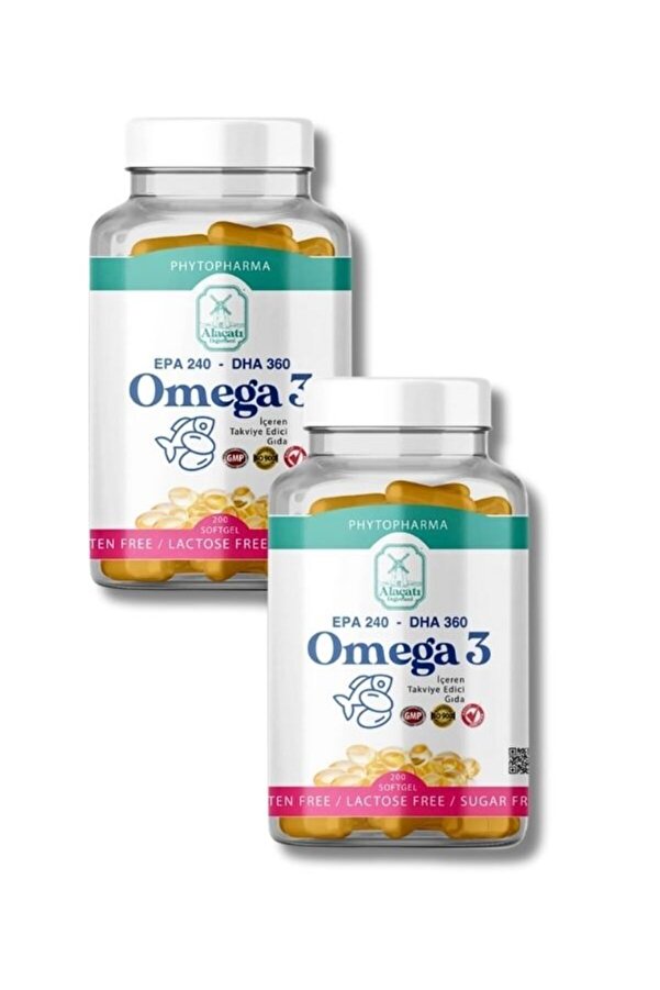 2 Adet Omega 3 Epa 240 Dha 360 200 Yumuşak Kapsül Softgel 1300 Mg