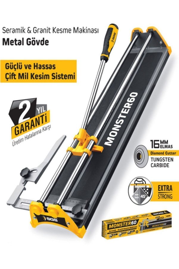Genel Markalar MONSTER60 Profesyonel Fayans Granit Kesme Makinesi 60cm - Metal Gövde