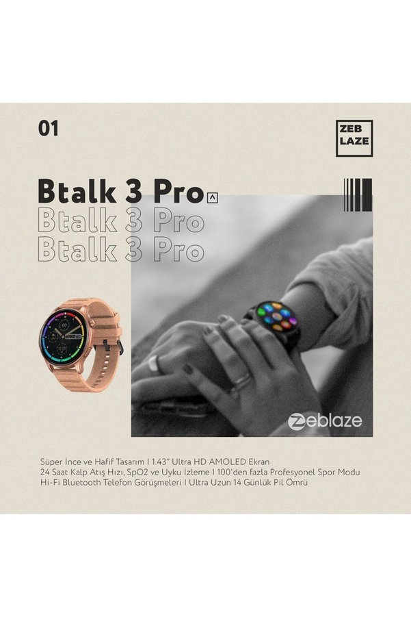 Zeblaze Btalk 3 Pro Midnight Blue Akıllı Saat - Gece Gibi Şık, Uyku Izleme, Uzun Pil Ömrü