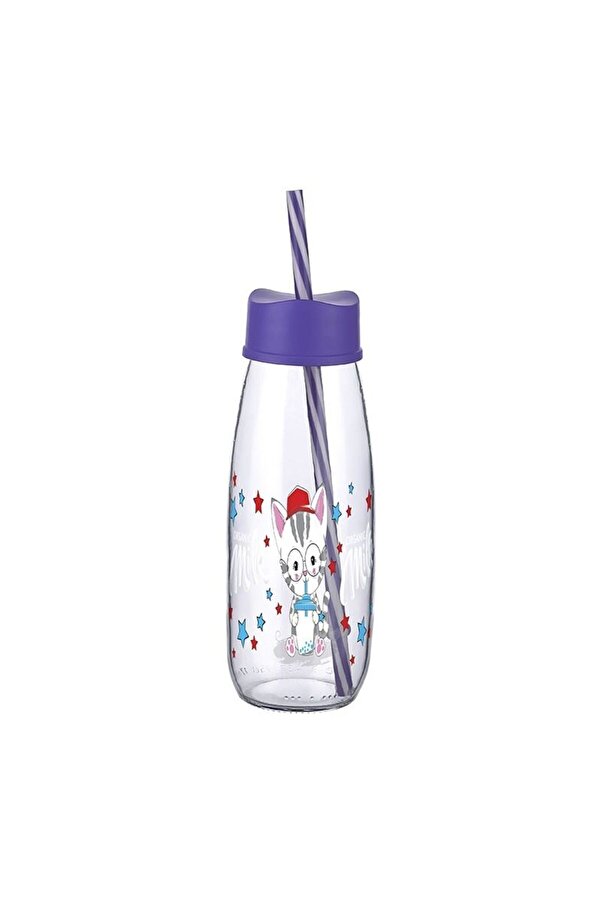 Bi̇lfold Hayvan Fi̇gürlü Pi̇petli̇ Su Ve Süt Şi̇şesi̇ Cam 500 Ml