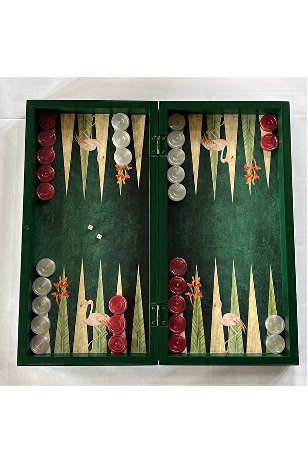 SERA Özel Seri Flamingo Figürlü Orta Boy Ahşap Tavla 44/44cm