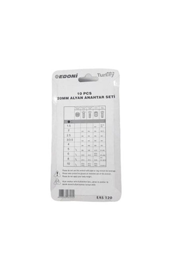 Edoni̇ Allen Anahtar Takımı 120Mm 10 Parça