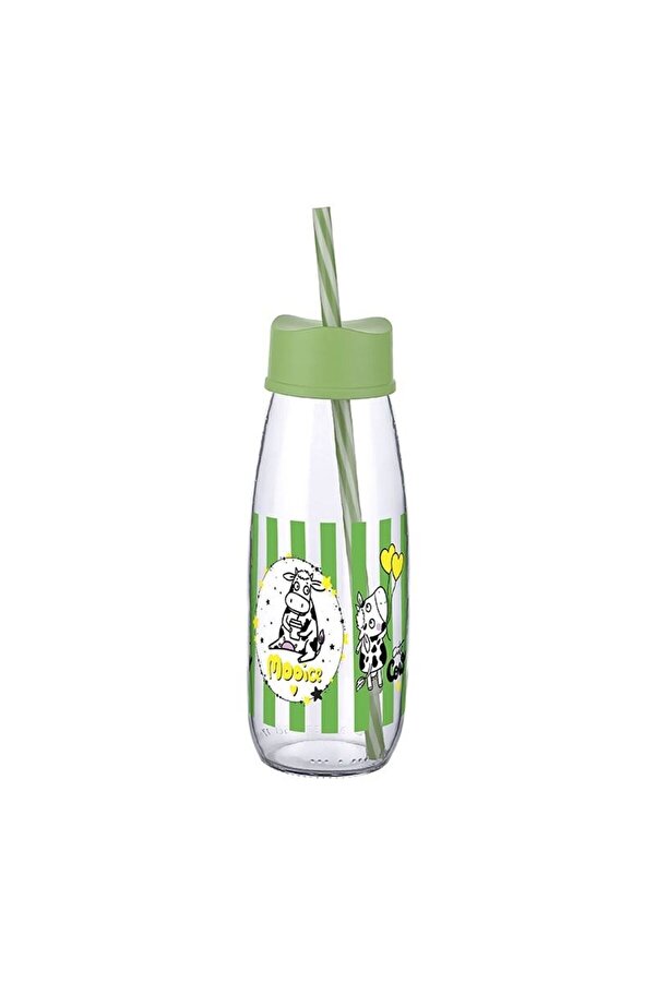 Bi̇lfold Hayvan Fi̇gürlü Pi̇petli̇ Su Ve Süt Şi̇şesi̇ Cam 500 Ml