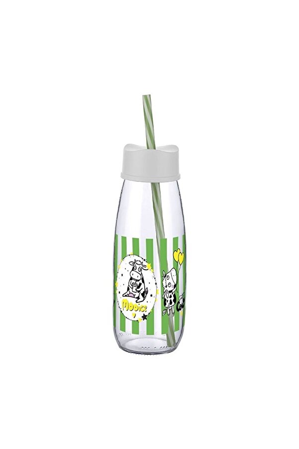 Bi̇lfold Hayvan Fi̇gürlü Pi̇petli̇ Su Ve Süt Şi̇şesi̇ Cam 500 Ml