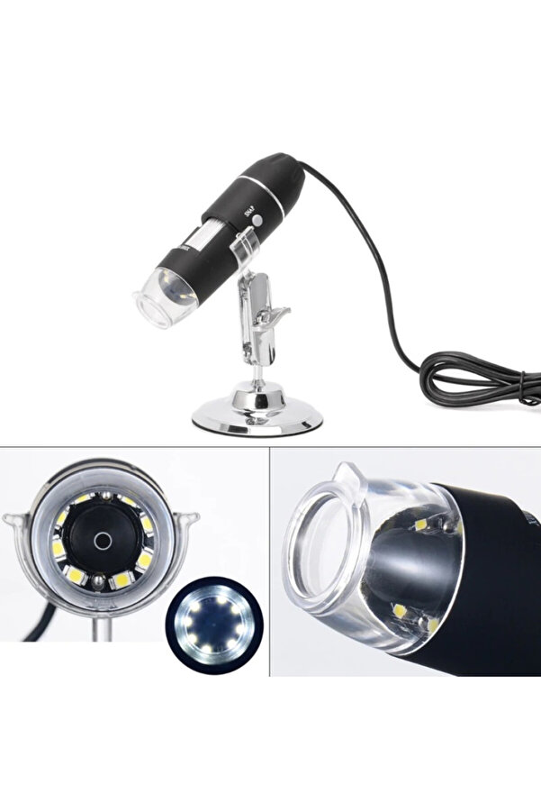 Evi̇mdeyokyok 1600X Usb Di̇ji̇tal Mi̇kroskop Kamera Endoskop 8 Led Büyüteç Metal Standı