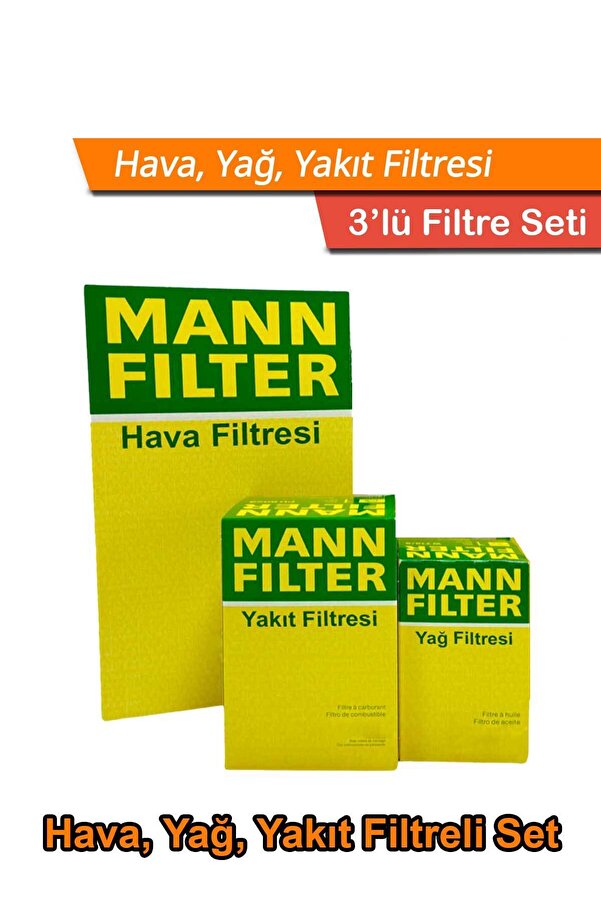 Toyota Corolla 1.4 D4D Di̇zel Mann Fi̇ltre Bakım Seti̇ 2010-2018 Hava+Yağ+Yakıt Fi̇ltresi̇