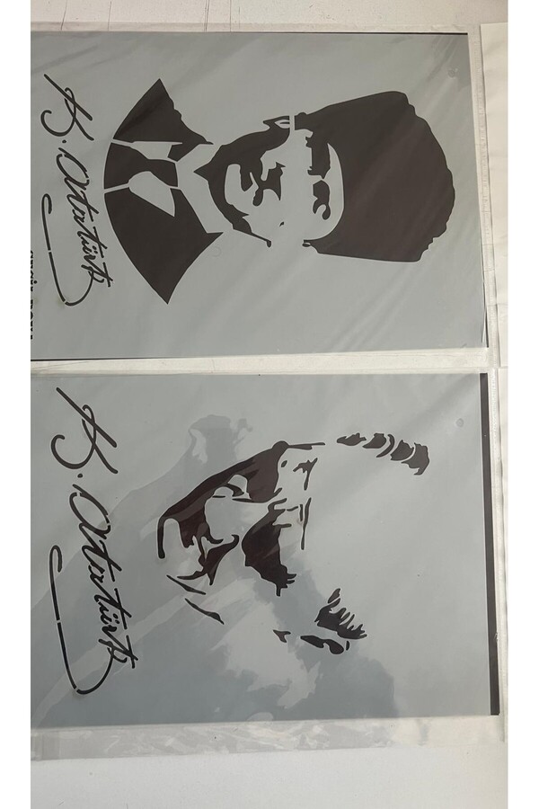 Ai̇rbrush Tattoo Büyük Boy Atatürk Stenci̇l Kalıp 2 Adet Bi̇rden