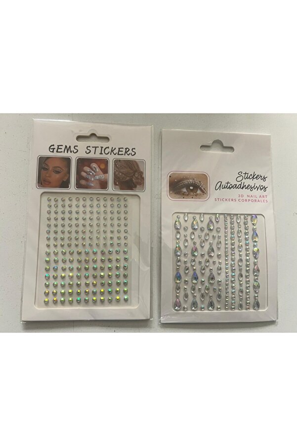 Ai̇rbrush Tattoo 2 Kartela Bi̇rden Face Gems Yapışkanlı Yüz Taşı Seti̇