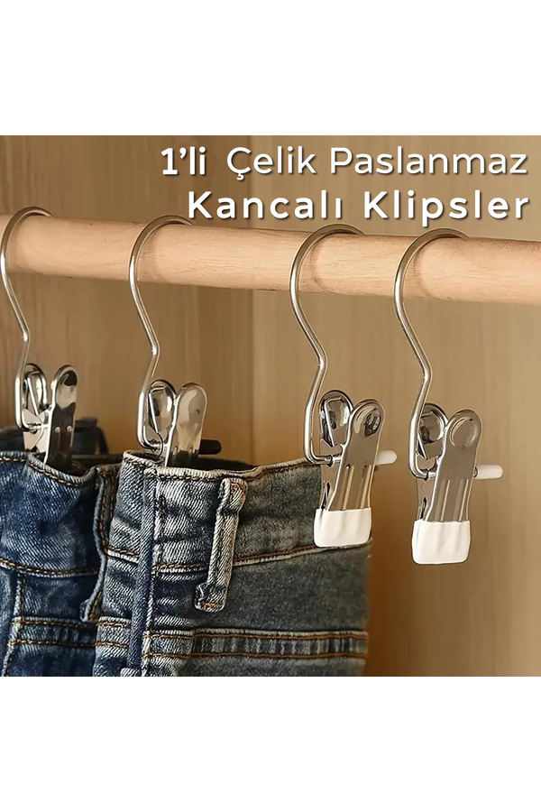 ARVALE 1 Adet Karışık Renk Çelik Askı Paslanmaz Maşalı Mandallı Kancalı Klipsleri Elbise Ve Pantolon Askısı