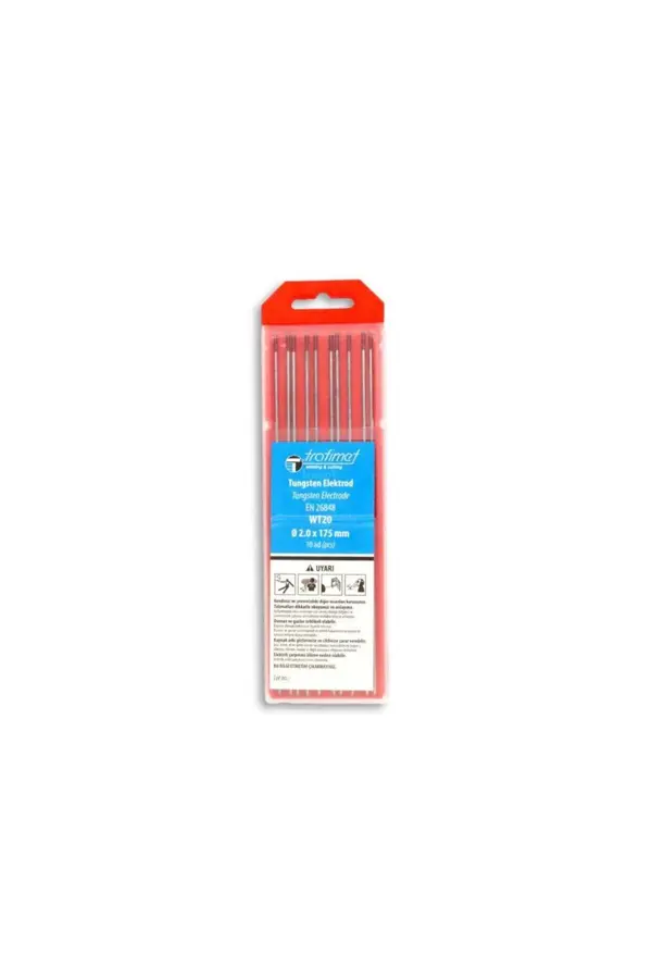 Trafimet WT20 Kırmızı Toryumlu Tungsten Elektrot 10'lu Paket 2,0mm