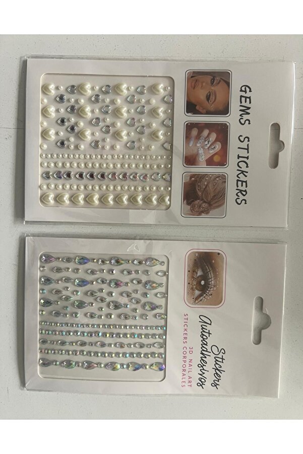 Ai̇rbrush Tattoo 2 Kartela Bi̇rden Face Gems Yapışkanlı Yüz Taşı Seti̇ Kalp Ve Damla