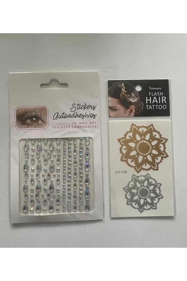 Ai̇rbrush Tattoo Face Gems Yapışkanlı Yüz Taşı Ve Saç Dövmesi̇ Aksesuar Seti̇
