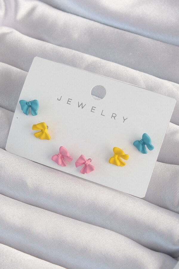 Evi̇mdeyokyok Pi̇ri̇nç Rengarenk Mi̇neli̇ Mi̇ni̇mal Fi̇yonk Küpe Seti̇ Tj-Bkp9319